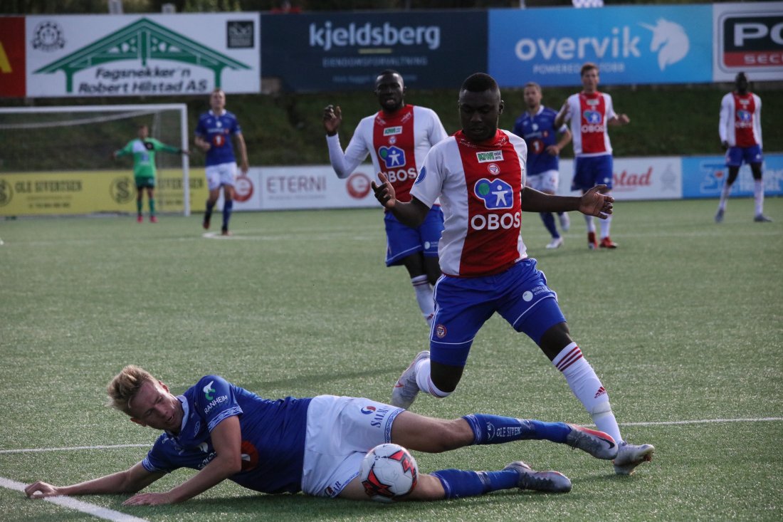 <em>Basit i aksjon mot Ranheim sist. Nå skal han jakte mål i Grorud-drakt. Foto: Guttorm Lende</em>