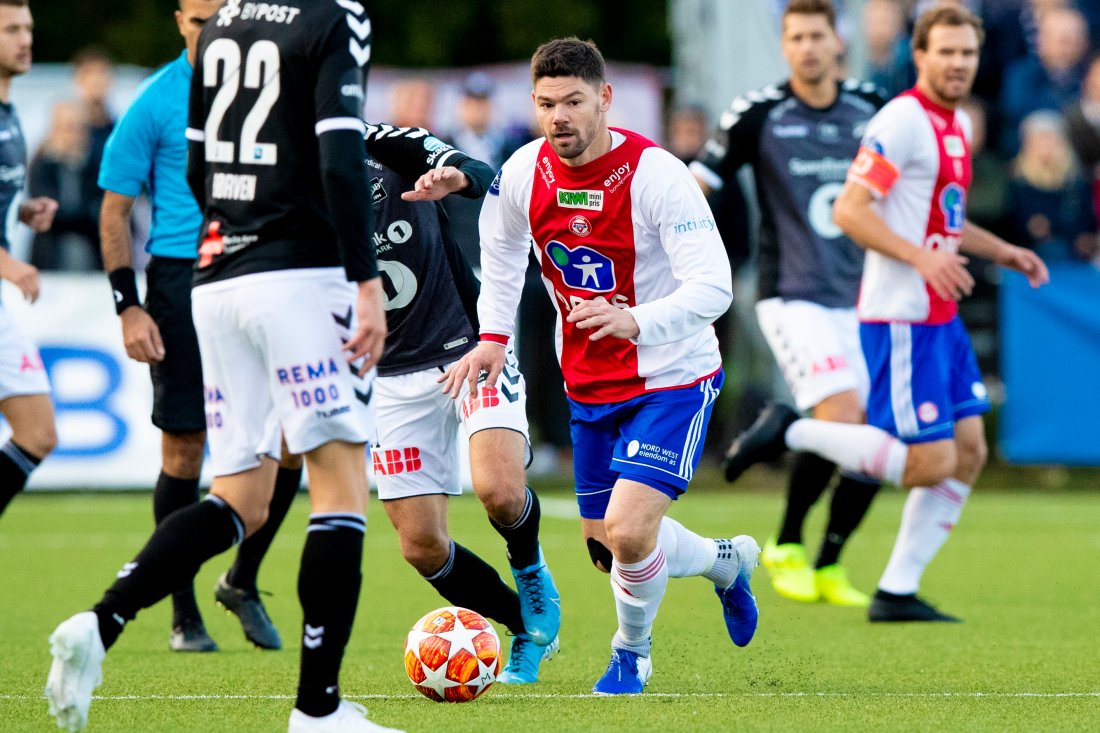 <em>Daniel Fredheim Holm i aksjon da vi spilte vår første kvartfinale mot Odd i 2019. Foto: Fredrik Hagen / NTB</em>